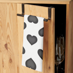Black Hearts Tea Towel