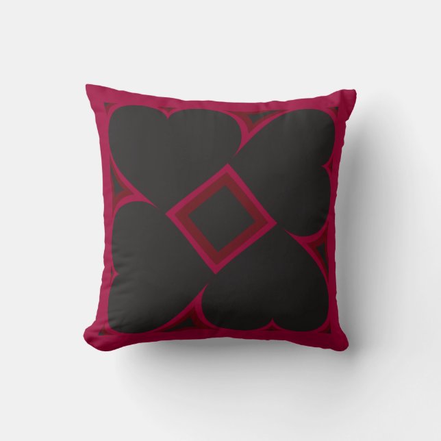 Black hearts tile pattern cushion (Front)