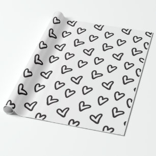 Black Hearts Wrapping Paper