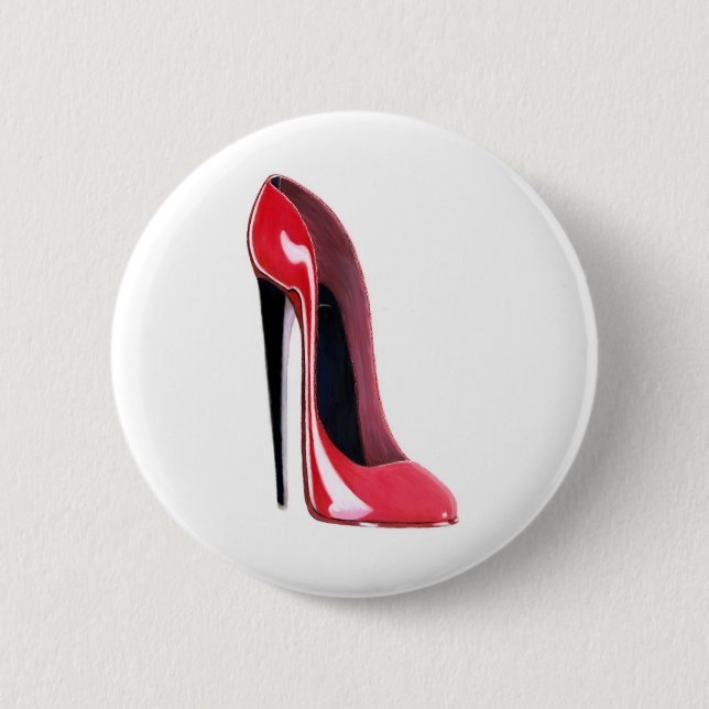 Black heel, red stiletto shoe 6 cm round badge (Front)