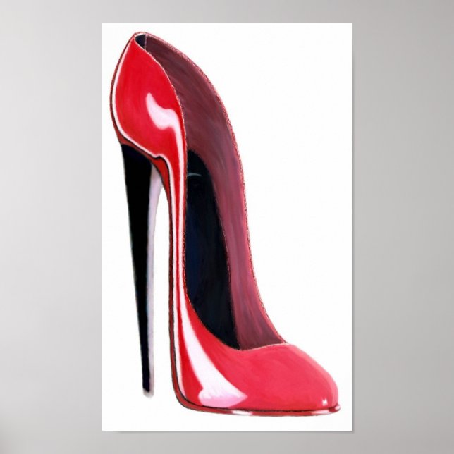 Black Heel Red Stiletto Shoe Print (Front)