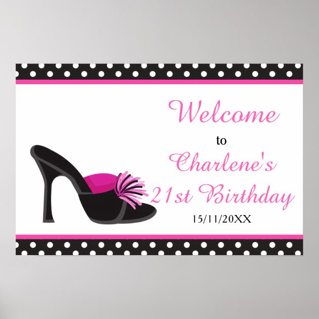 Black Heels Shoes Birthday Party Poster (Front)