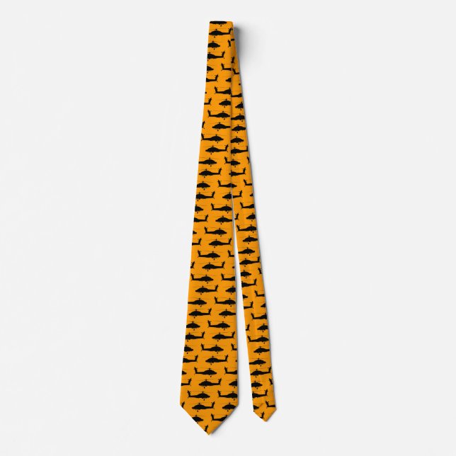 Black Helecopters on Orange Tie (Front)