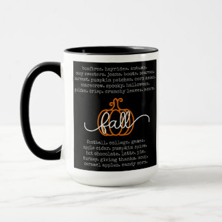 Black Hello Fall Definition Words Pumpkin Autumn Mug