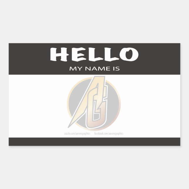 Black Hello My Name Is Sticker (Front)