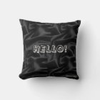 Black Hello Throw Pillow