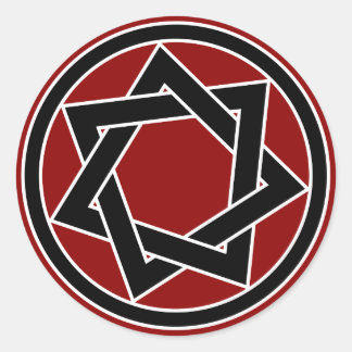 Black Heptagram Classic Round Sticker