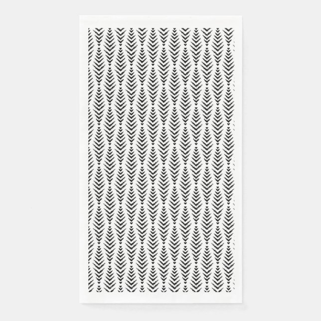 Black herring bone geometrical seamless pattern napkin (Front)