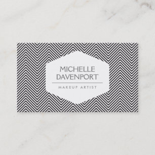 BLACK HERRINGBONE PATTERN Designer Business Card