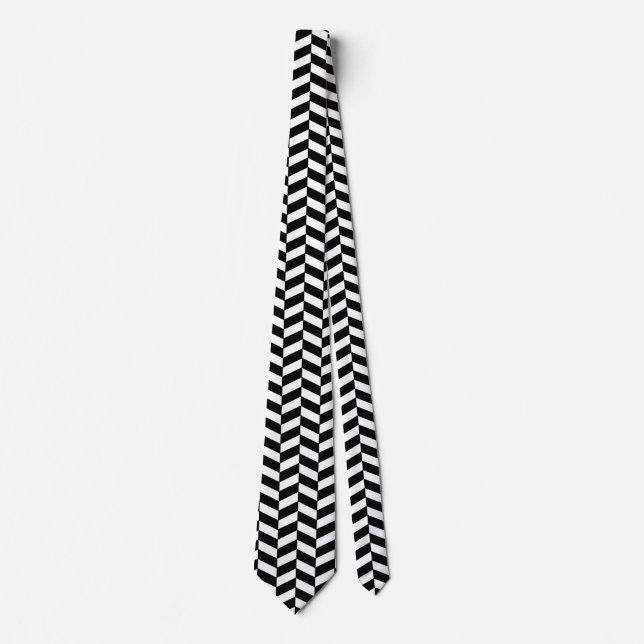 Black Herringbone Tie (Front)