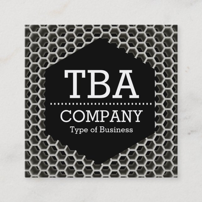 Black Hexagon - Honeycomb Warm Square Business Card (Front)
