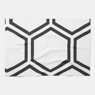Black Hexagon pattern. Tea Towel