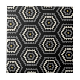 Black Hexagon Penny Hex Tile Pattern