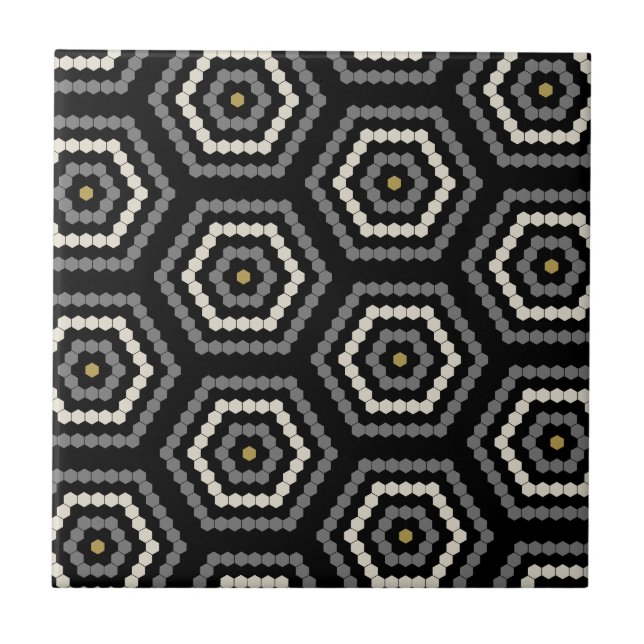 Black Hexagon Penny Hex Tile Pattern (Front)