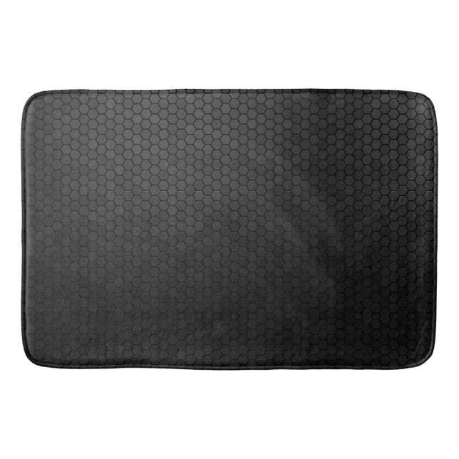 Black Hexagon Shape Design Bath Mat (Front)