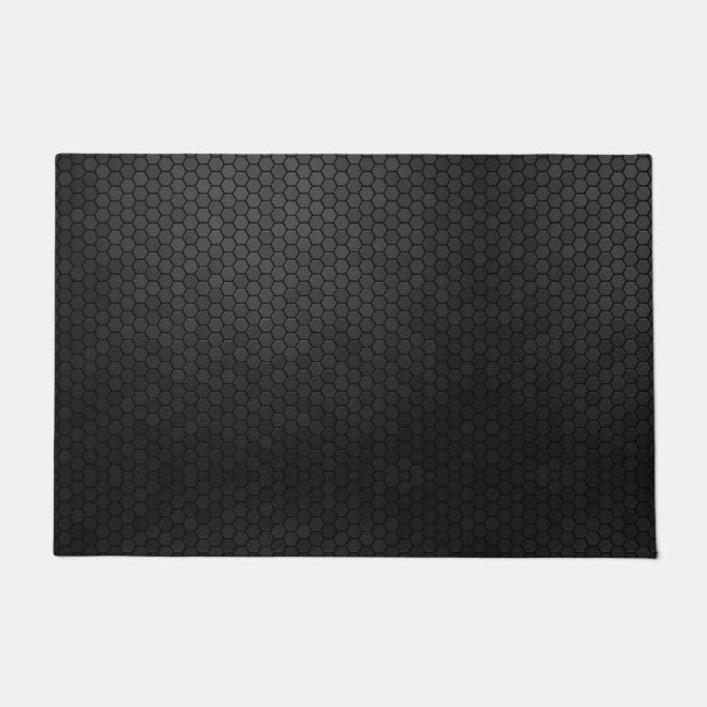 Black Hexagon Shape Design Doormat (Front)