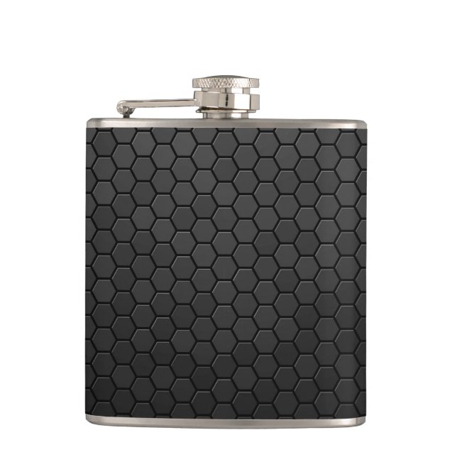Black Hexagon Shape Design Hip Flask (Front)