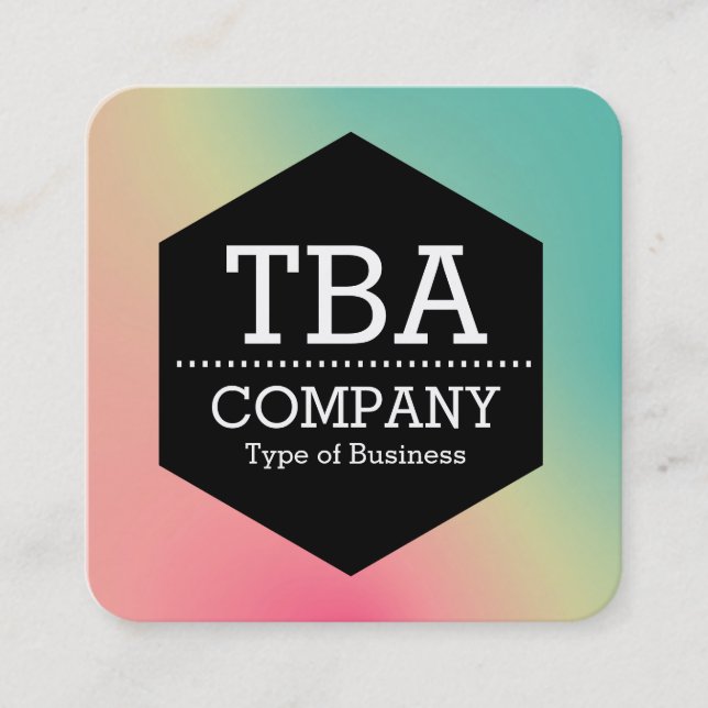 Black Hexagon -  Soft Gradient Square Business Car Card (Front)