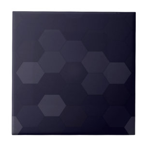 Black Hexagons Ceramic Tile