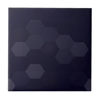Black Hexagons Ceramic Tile