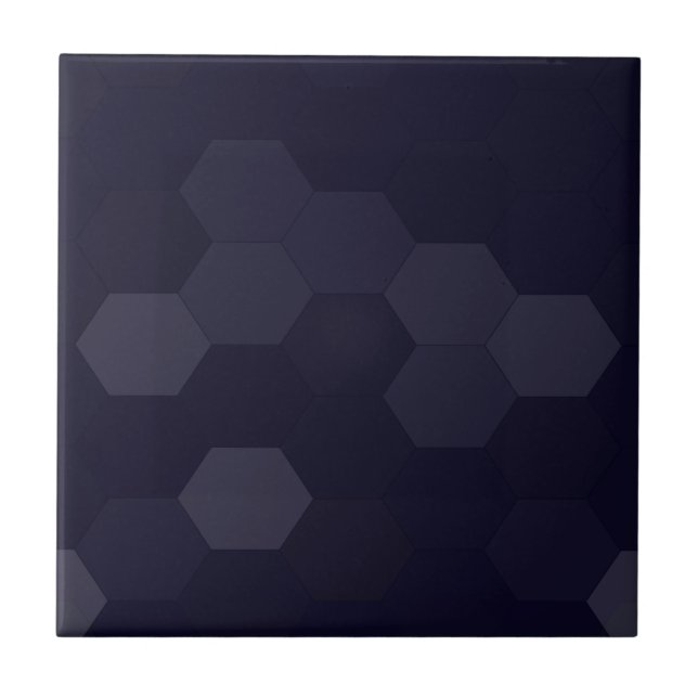 Black Hexagons Ceramic Tile (Front)