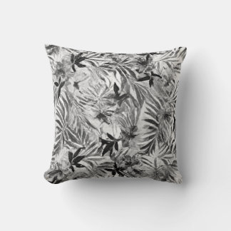 Black Hibiscus Hawaiian flower Pattern Tropical Th Cushion
