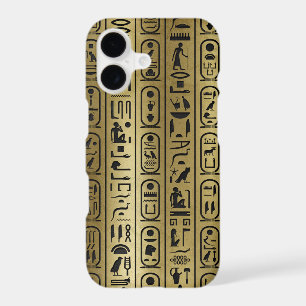 Black hieroglyphs pattern on Ancient Gold