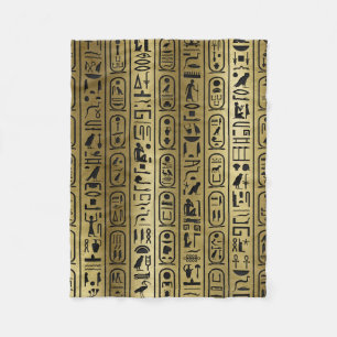Black hieroglyphs pattern on Ancient Gold Fleece Blanket
