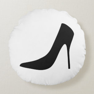 BLACK HIGH HEELS AND POLKA DOTS Round Pillow