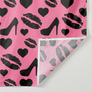 Black High Heels Kisses Lips Girly Makeup Hearts Tapestry
