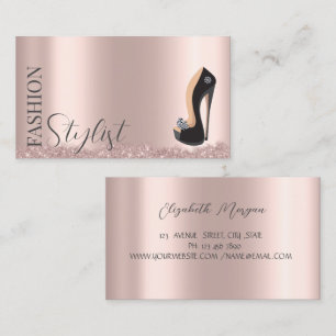 Black High Heels Rose Gold Business Card