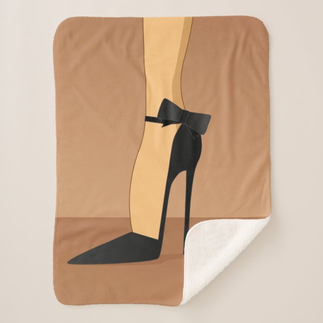 Black high heels sherpa blanket (Front)