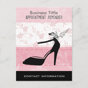Black High Heels Stiletto Shoes on Pink Floral Postcard