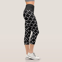 Black high waist capri leggings with hammer tools