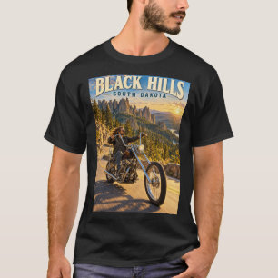 Black Hills South Dakota Chopper Motorcycle Travel T-Shirt
