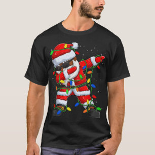 Black Hip Hop Afro American Dabbing Santa Xmas Tre T-Shirt