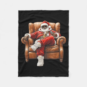 Black Hip Hop Santa Claus African American Santa  Fleece Blanket