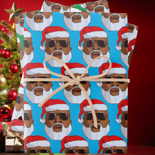 Black hip hop Santa Claus African American Wrapping Paper Sheet