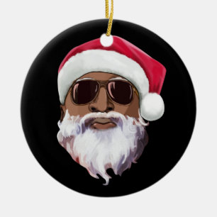 Black hip hop Santa Claus novelty African American Ceramic Ornament