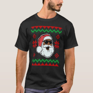 Black hip hop Santa Claus Ugly Christmas T-Shirt