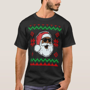 Black hip hop Santa Claus Ugly Christmas T-Shirt