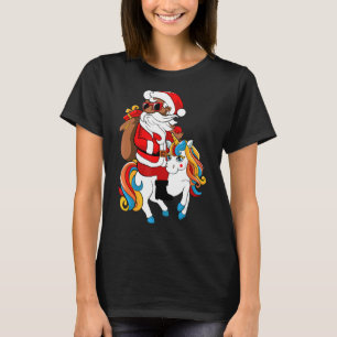 Black Hip Hop Santa Riding Unicorn African America T-Shirt