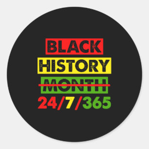 Black History 24 7 365 Africa Map Bhm Pride Afro W Classic Round Sticker