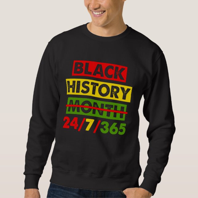 Black History 24 7 365 Africa Map BHM Pride Afro W Sweatshirt (Front)