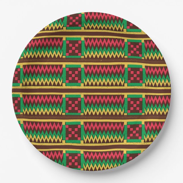 Black History African Ethnic Colours Paper Plate (Front)