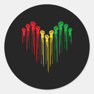 Black History African Heart Afro Black History Mon Classic Round Sticker