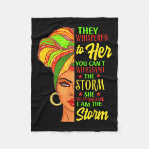 Black History African Woman Afro I Am The Storm  Fleece Blanket