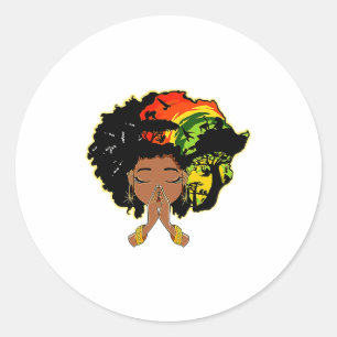 Black History Afro Woman Praying God Melanin Queen Classic Round Sticker