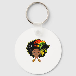 Black History Afro Woman Praying God Melanin Queen Key Ring