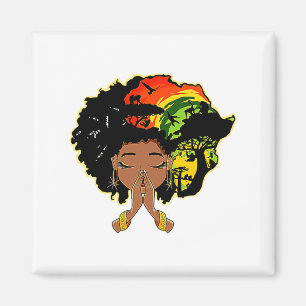 Black History Afro Woman Praying God Melanin Queen Magnet
